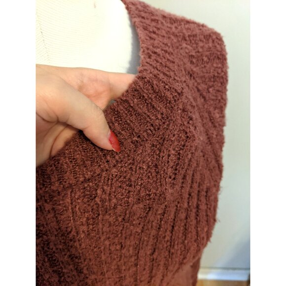 Dreamers Knit Sweater Midi Dress Fall Ribbed Fuzzy Cozy Long Sleeve Rust Red L - Picture 5 of 9